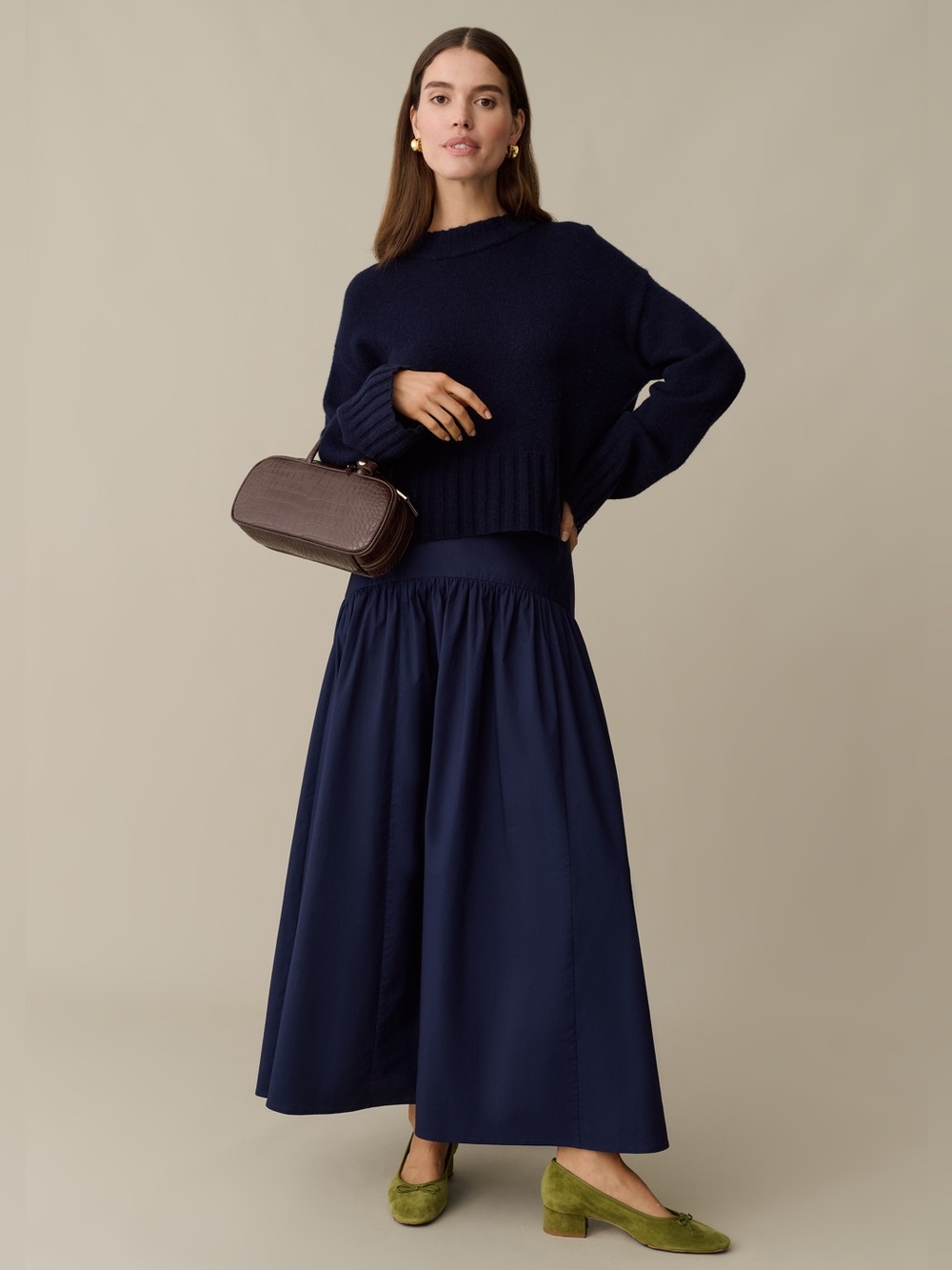 CAARA Navy Blue Size 12 Vashki Cotton Blend Skirt Few Moda